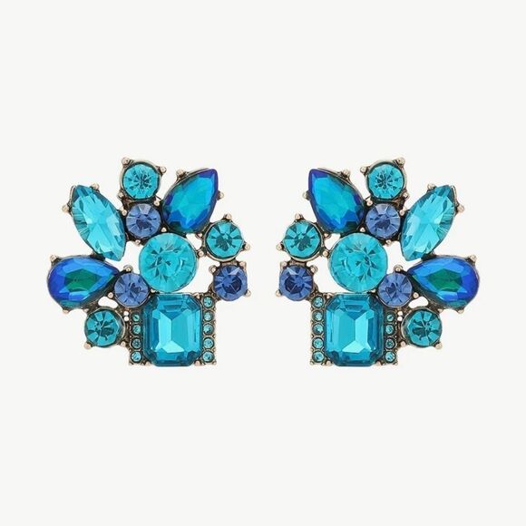 🩵 NEW Blue mosaic cluster crystal earrings 🩵 - Picture 4 of 4